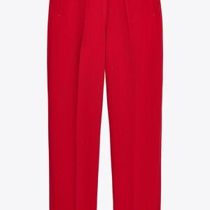 ZARA Red High-waisted Trousers